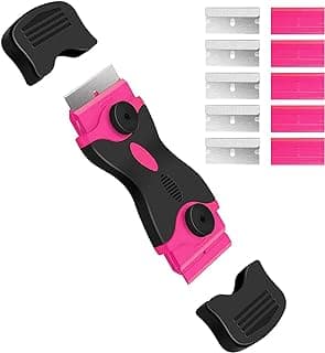 DEKEones Razor Blade Scraper, Double Edged Razorblade Scraping Tool with 10 Pcs Razor Blades, Paint Scraper for Glass, Decals, Tint, Sticke...