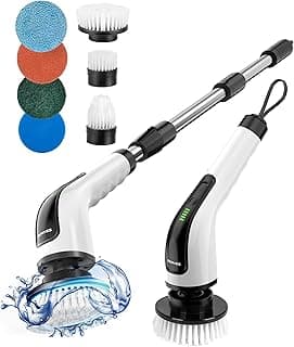 Bomves Electric Spin Scrubber, Cordless Cleaning Brush Scrubber for Home, 8 Replaceable Brush Heads-90Mins Work Time, 3 Adjustable Size, 2...