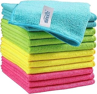 HOMEXCEL Microfiber Cleaning Cloth 210GSM, Pack of 12, Size:11.5" x 11.5", Ultra-Soft, High-Density Non-Abrasive Cleaning Towels for Cars,...