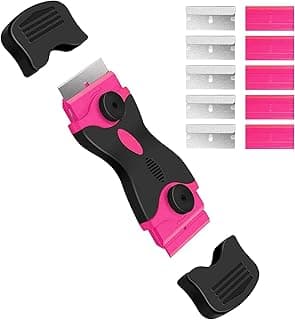 DEKEones Razor Blade Scraper, Double Edged Razorblade Scraping Tool with 10 Pcs Razor Blades, Paint Scraper for Glass, Decals, Tint, Sticke...
