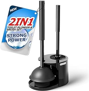 FORASTO 2 in 1 Toilet Plunger and Brush Set,Extended Handle Plunger,Toilet Bowl Brush Plunger Set, Bathroom Cleaning Tools ,Toilet Brush Pl...